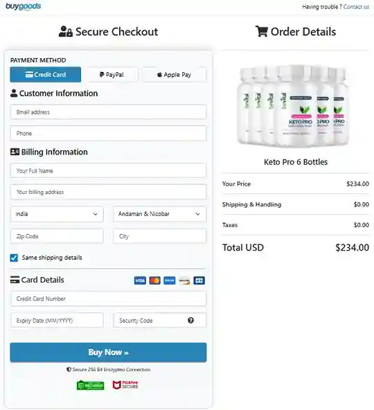 Keto Pro Order Page